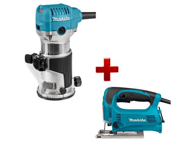 Фрезер кромочный MAKITA RT 0700 CX2 + аксессуары + АКЦИЯ лобзик 4329 в  ПОДАРОК  (арт. 4329) (710 Вт, цанга 8