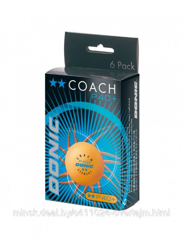 Мяч для настольного тенниса Donic Coach P40+ (6 шт.), тренировочный, оранжевые (550276)