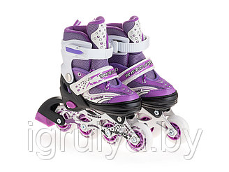 Роликовые коньки , светящиеся колёса, фиолетовые S (30-33) 18-20.5 см квадро ролики арт. 8101-S-PR