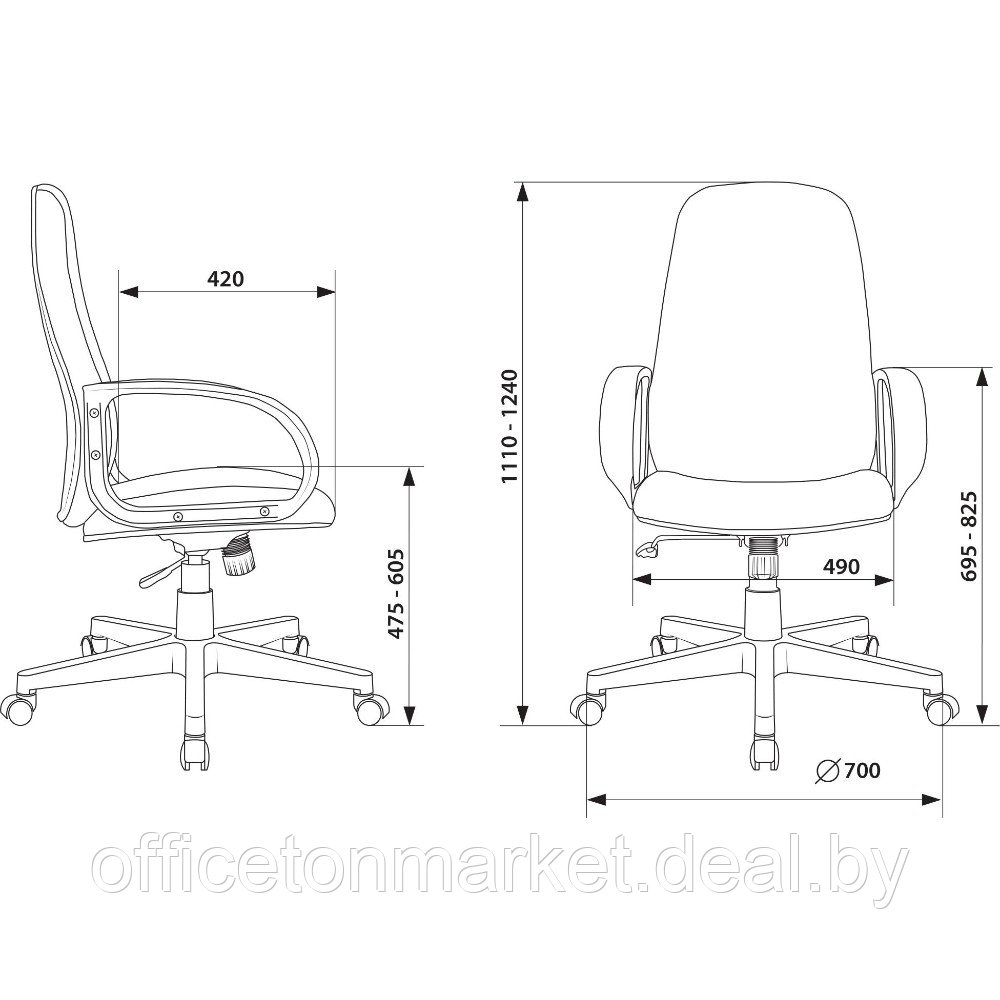 Кресло для руководителя "Бюрократ CH-808AXSN", ткань, пластик, темно-серый - фото 7 - id-p183689970