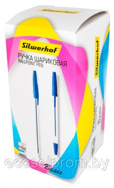 Ручка шариков. Silwerhof Basic прозрачный d=0.7мм син. черн. кор.карт. сменный стержень - фото 4 - id-p223625189