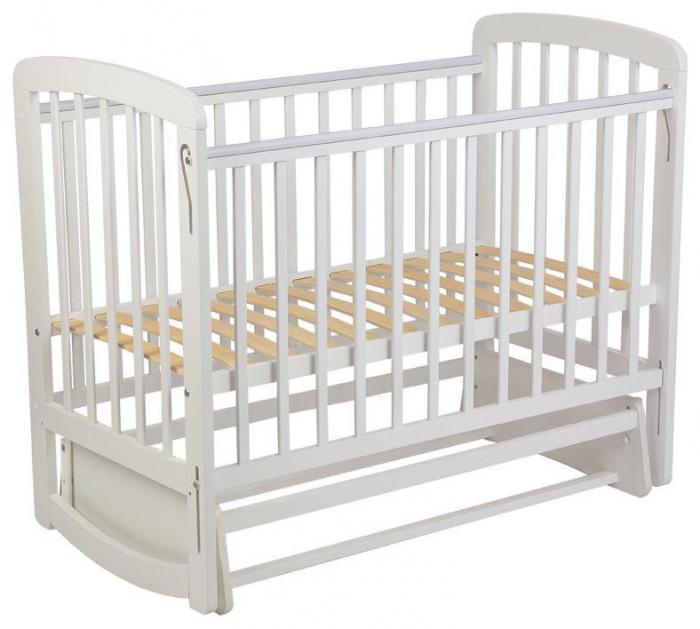 Кроватка для новорожденного детская Polini kids Simple 304 с маятником белая деревянная колыбель