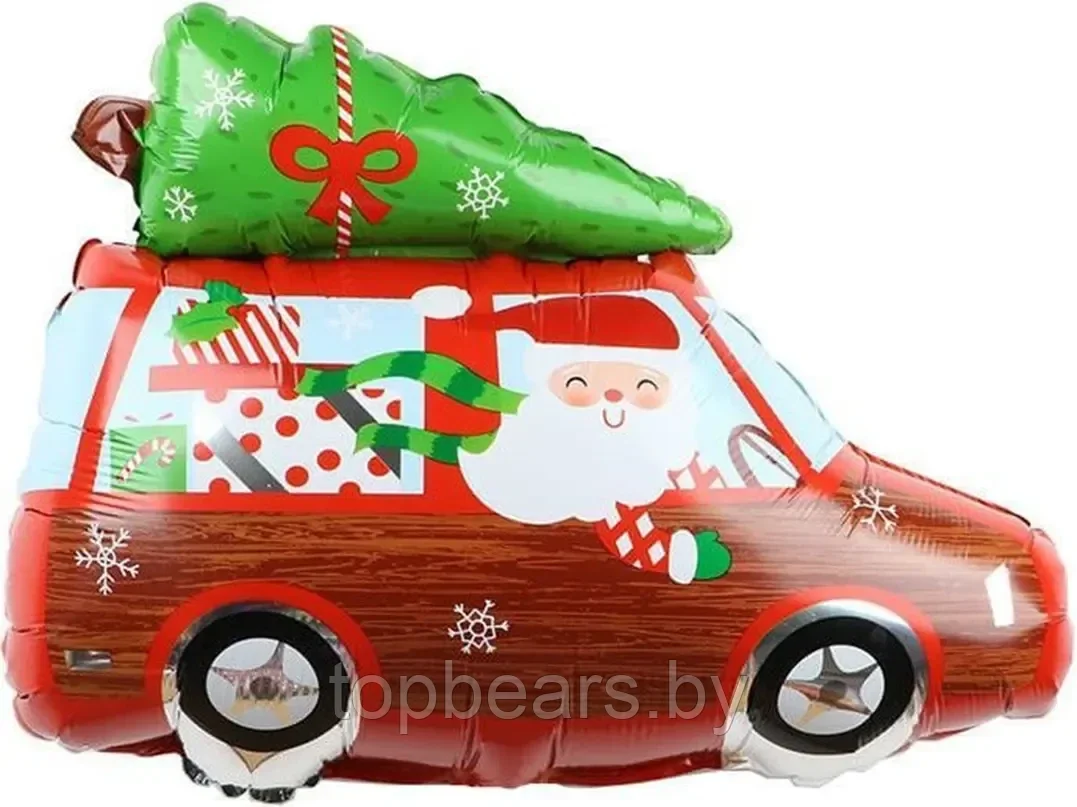 Шар (27''/69 см) Фигура, Автомобиль Деда Мороза, 1 шт. - фото 1 - id-p223628301