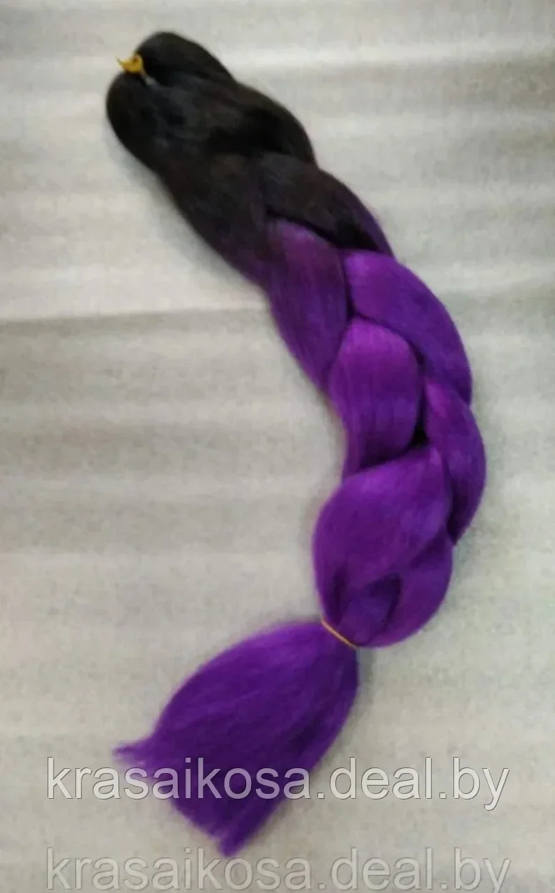 Канекалон 60 см 100 г Черный Фиолетовый двухцветный омбре гофрированный косы - фото 1 - id-p223628353