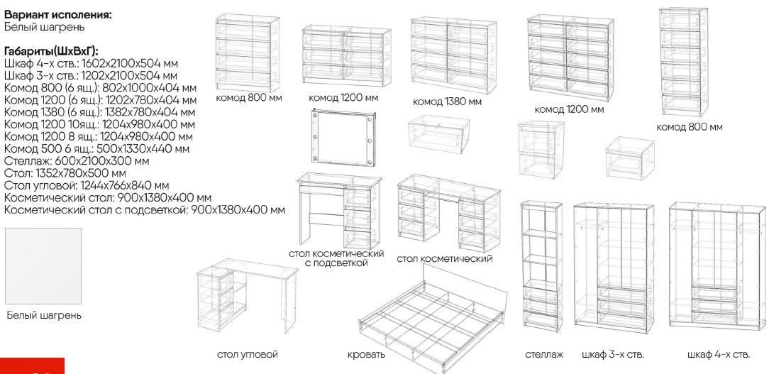Комод Аванта 800 Белый шагрень фабрика Рикко - фото 4 - id-p219703678