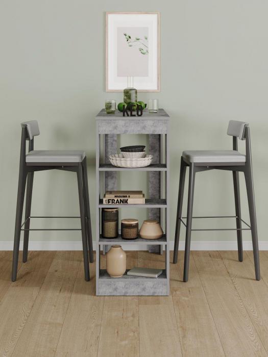 Барный стол для кухни лофт стойка высокий столик кухонный узкий с полками серый бетон под мрамор - фото 6 - id-p223580524