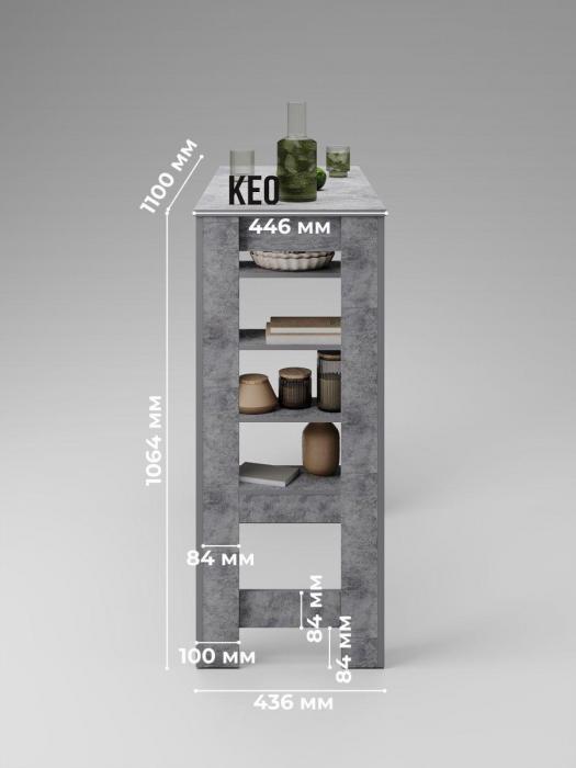 Барный стол для кухни лофт стойка высокий столик кухонный узкий с полками серый бетон под мрамор - фото 10 - id-p223580524