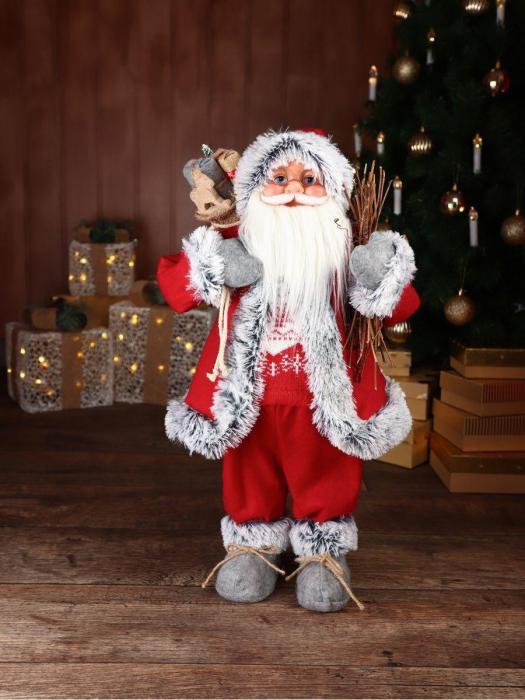Большой Дед мороз игрушечный Санта Клаус фигурка под елку 60 см новогодняя фигура игрушка - фото 3 - id-p223580640