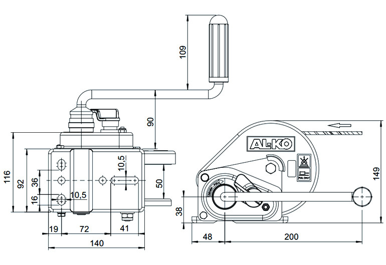 Лебёдка AL-KO COMPACT 450, С ТОРМОЗОМ, БЕЗ СБРОСА - фото 2 - id-p223628364