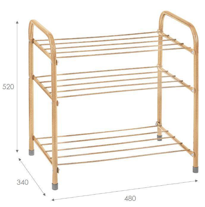 Этажерка для обуви 3-х ярусная VS59 бежевая подставка полки Металлическая галошница обувница - фото 2 - id-p223519128