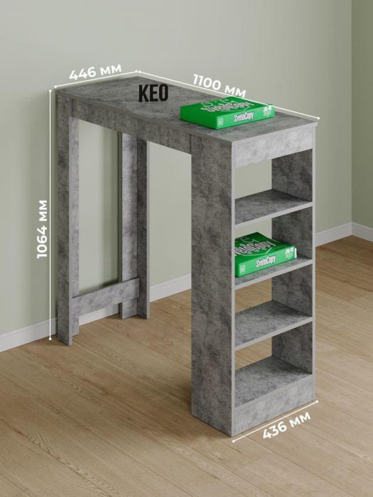 Барный стол для кухни лофт стойка высокий столик кухонный узкий с полками серый бетон под мрамор - фото 4 - id-p223580528