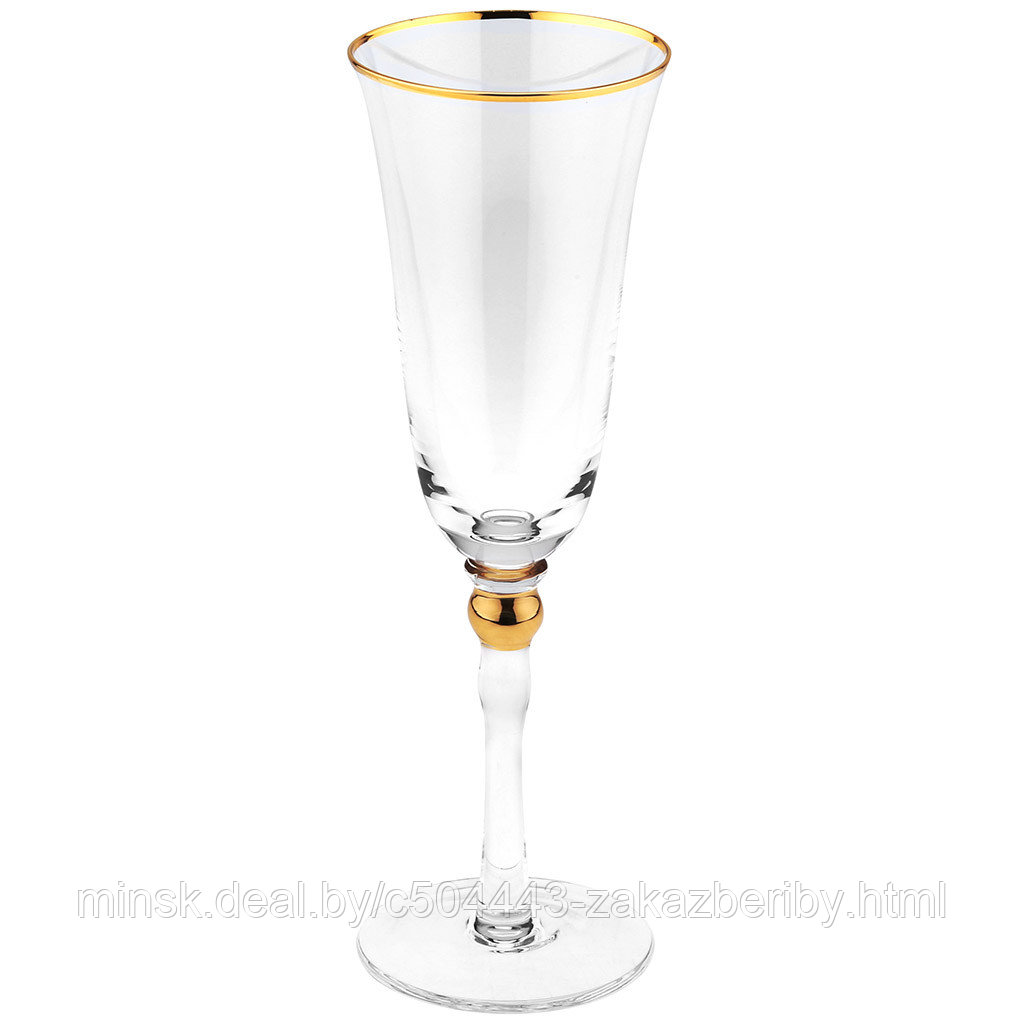 "Жаклин" Бокал стеклянный 220мл, д7,3см, h22,2см, для шампанского, тонкостенное, прозрачное стекло, отводка