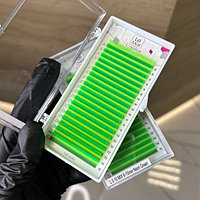 Ресницы L 0.10 Le Mat Зеленые Neon Green Миксы (8-15 мм)