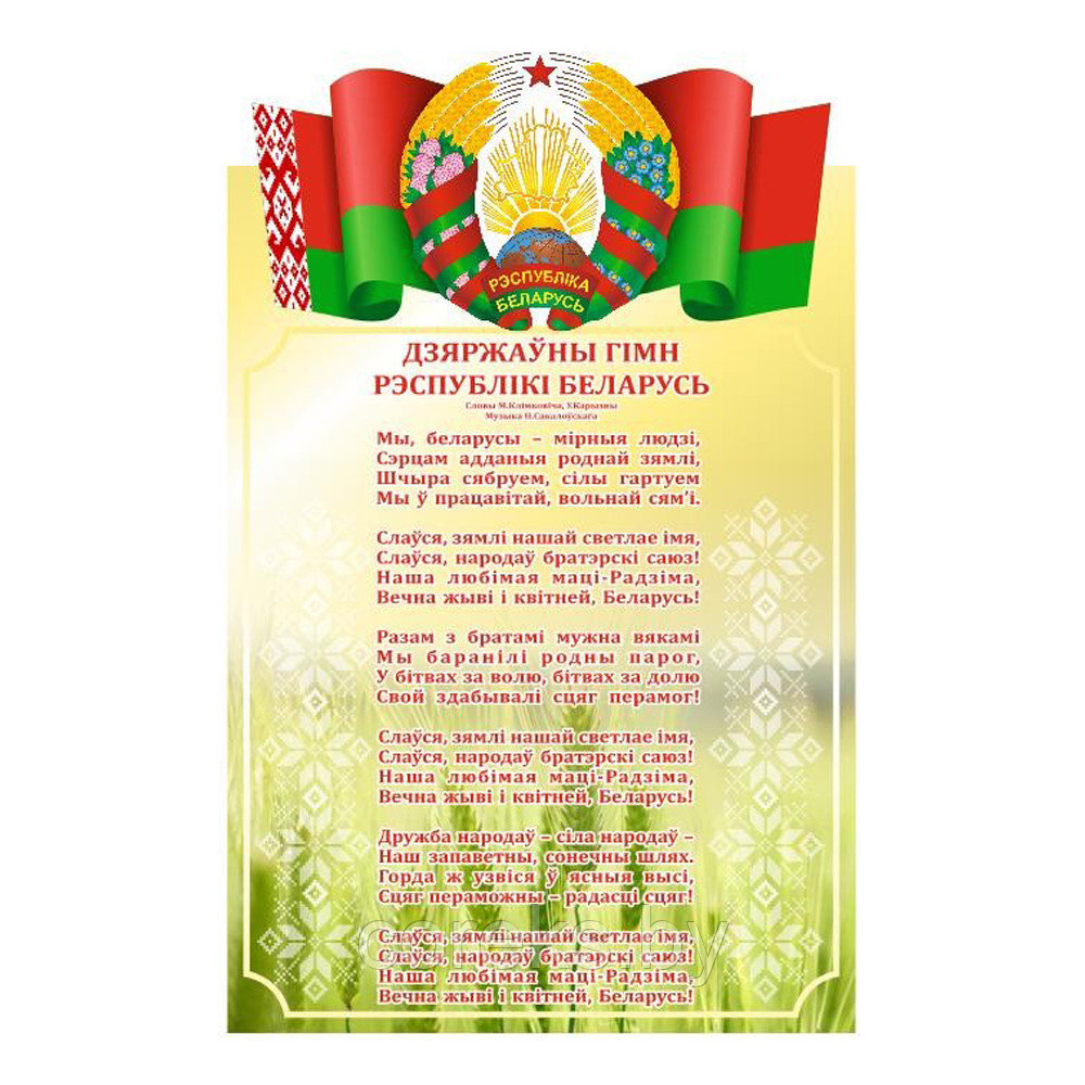 Табличка с символикой Республики Беларусь (размер 29,7*42,0 см) - фото 1 - id-p223640414