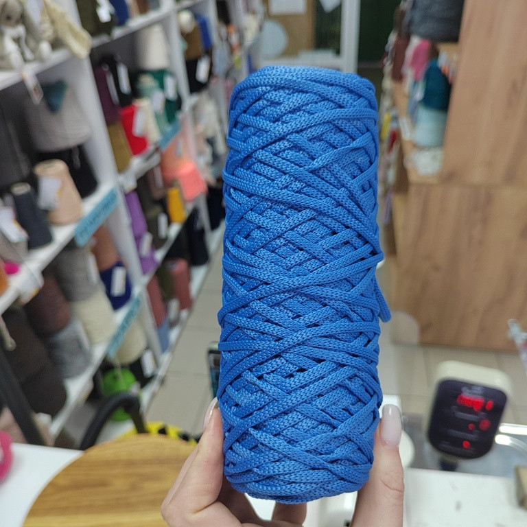 Шнур полиэфирный 4 мм без сердечника 100м цвет темно-голубой