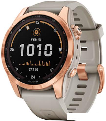 Умные часы Garmin Fenix 7S Solar 42 мм (розовое золото/песочный) - фото 1 - id-p223421223