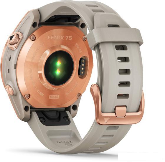 Умные часы Garmin Fenix 7S Solar 42 мм (розовое золото/песочный) - фото 2 - id-p223421223