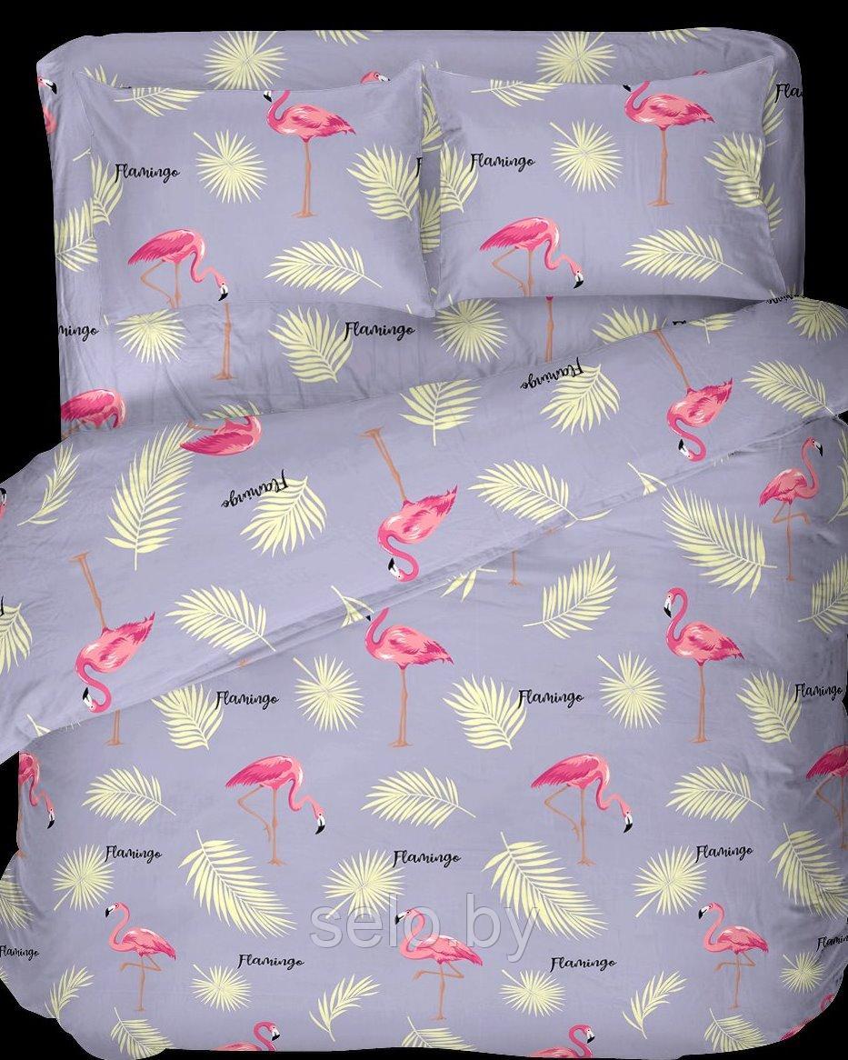 Ткань для постельного белья Бязь Фламинго Фиолетовый 220 см БПХО (отрезаем от 1 метра) - фото 1 - id-p223642533