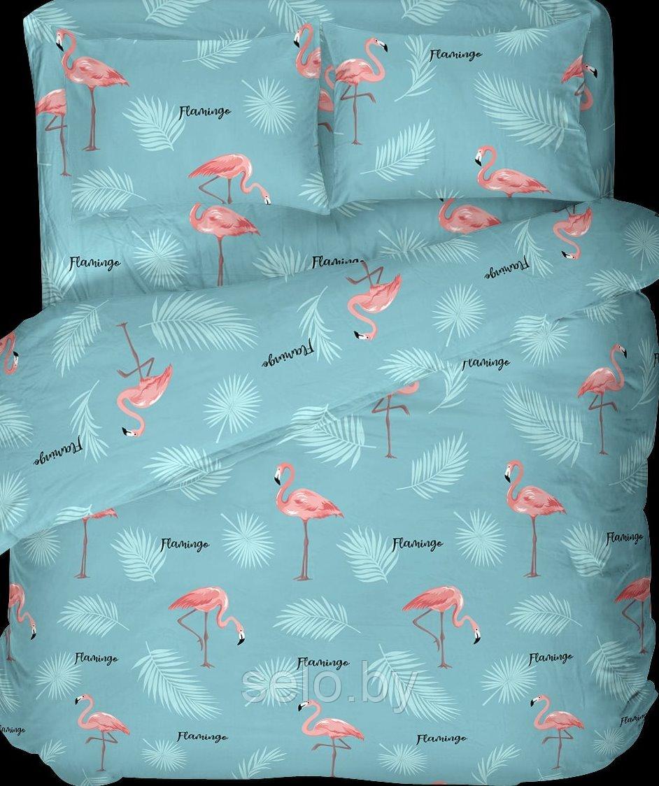 Ткань для постельного белья Бязь  Фламинго Бирюза  220 см БПХО (отрезаем от 1 метра)