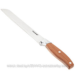 "Форест" Нож для хлеба 190мм из нержавеющей стали, пластмассовая ручка под дерево, с зубчиками, в блистере