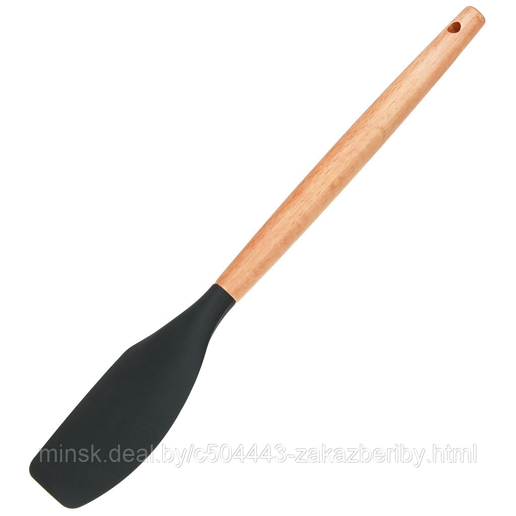 "Полесье" Лопатка кулинарная силиконовая 31х5,5см, деревянная ручка (Китай)