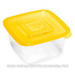 Контейнер для продуктов пластмассовый "Унико" 0,45л, 12х12х6,1см, цвета микс, подходит для СВЧ (Россия)