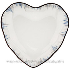 "Полярные зори" Блюдо фарфоровое 210х203х38мм, форма "сердце" с деколью, волнистый край, отводка (Китай)