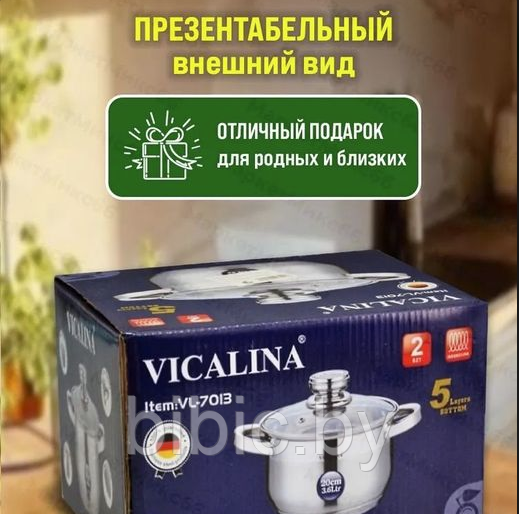 Кастрюля VICALINA из нержавеющей стали с капсульным дном для всех видов плит, посуда кастрюли для вашего дома - фото 7 - id-p223648800