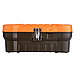 "Expert" Контейнер-ящик для инструментов пластмассовый 41х21х17,5см, металлический замок, черный/оранжевый, фото 2