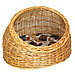 Лежанка для животных плетеная "Дом-2" 47х38х31см, деревянное дно (фанера), с подушкой, овальная, лоза ивы,, фото 3