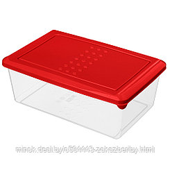 "Asti" Контейнер для продуктов пластмассовый 1,05л, 18,5х12х6,8см, прямоугольный, красный, подходит для СВЧ,