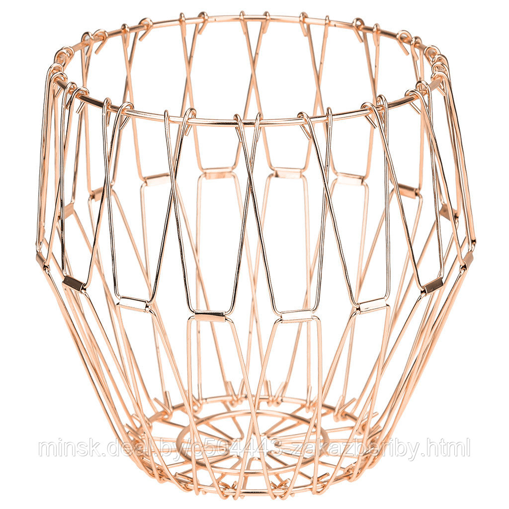 Корзина металлическая, окрашенная для фруктов "Сфера" д36,5см h1см, складная, медный (Китай)