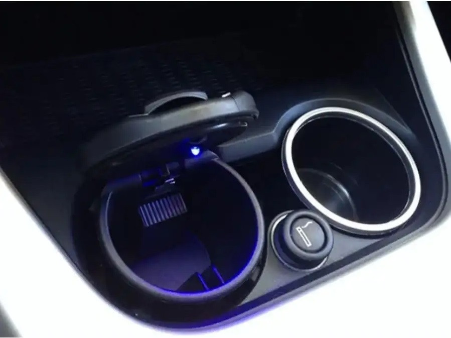 Пепельница для автомобиля с крышкой в подстаканник, LED подсветка, черный 557021 - фото 5 - id-p195608878