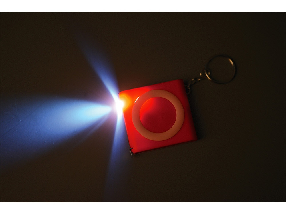Брелок-рулетка с фонариком, 1 м., красный/белый - фото 2 - id-p223669534