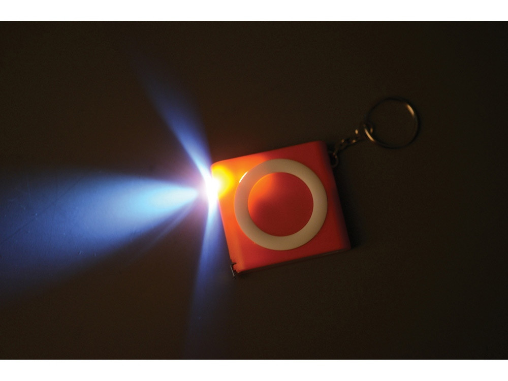Брелок-рулетка с фонариком, 1 м., оранжевый/белый - фото 2 - id-p223669535