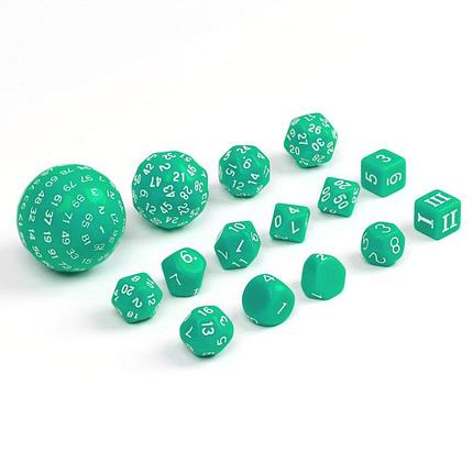 Набор кубиков для ролевых игр 15 шт., зелёный, фото 2