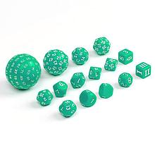 Набор кубиков для ролевых игр 15 шт., зелёный