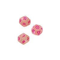 Набор астрологических кубиков для гадания 3 шт, розовый