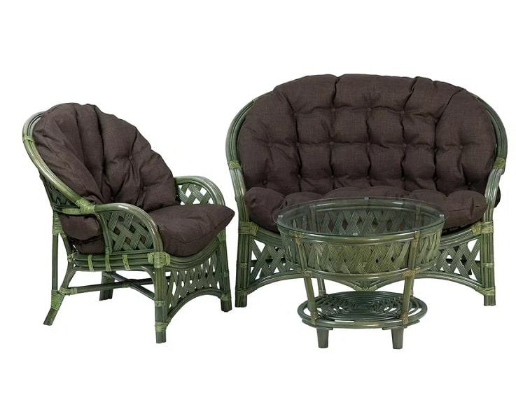 IND Комплект Черчиль диван кресло и столик олива темные подушки - фото 1 - id-p223669946
