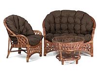 IND Комплект Черчиль диван кресло и столик миндаль матовый темные подушки