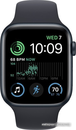 Умные часы Apple Watch SE 2 44 мм (алюминиевый корпус, полуночный/полуночный, спортивный силиконовый ремешок - фото 2 - id-p223669927