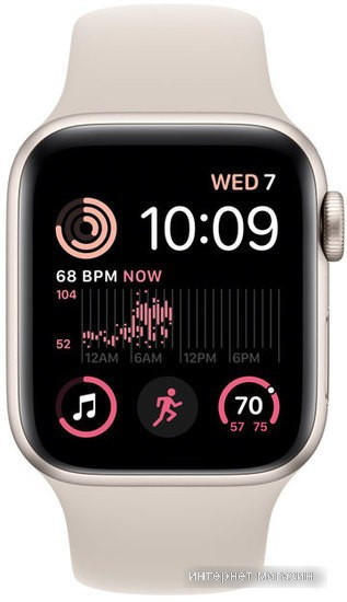 Умные часы Apple Watch SE 2 40 мм (алюминиевый корпус, звездный свет/звездный свет, спортивный силиконовый - фото 2 - id-p223669928
