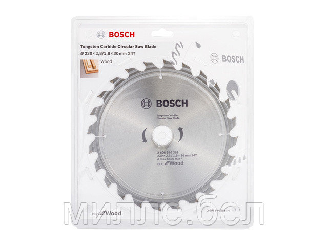 Диск пильный 230х30 мм 24 зуб. по дереву ECO FOR WOOD BOSCH ( твердоспл. зуб)