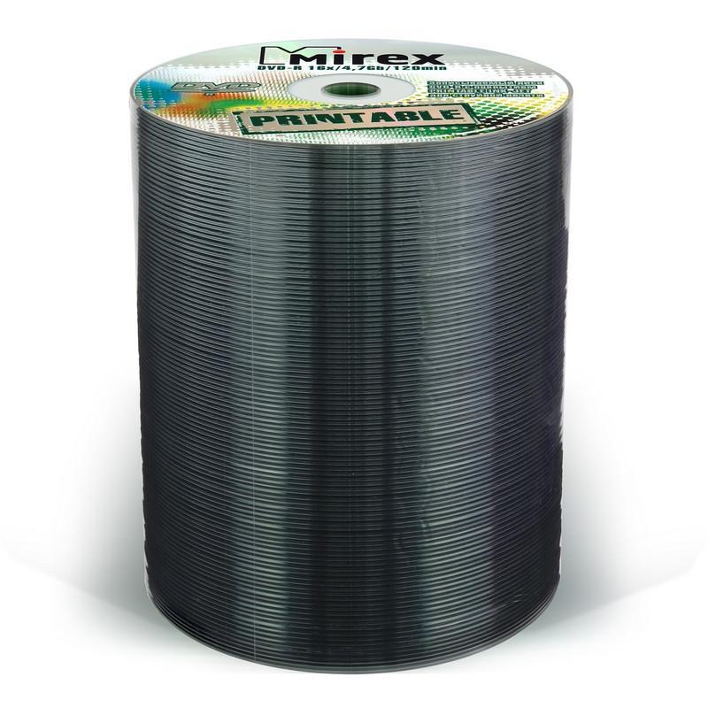 Диск DVD-R Mirex 4.7 Gb UL130088A1T, 16x, Shrink (100), Ink Printable Full (100/500) - фото 1 - id-p223671178
