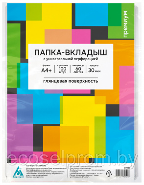 Папка-вкладыш Бюрократ Премиум -013BKAN2 глянцевые А4+ 30мкм (упак.:100шт)