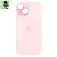 Задняя крышка (стекло) для Apple iPhone 15, цвет: розовый (широкое отверстие под камеру)