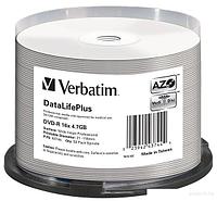 DVD-R диск Verbatim DVD-R 4.7GB 16x DataLifePlus по 50 шт. CakeBox