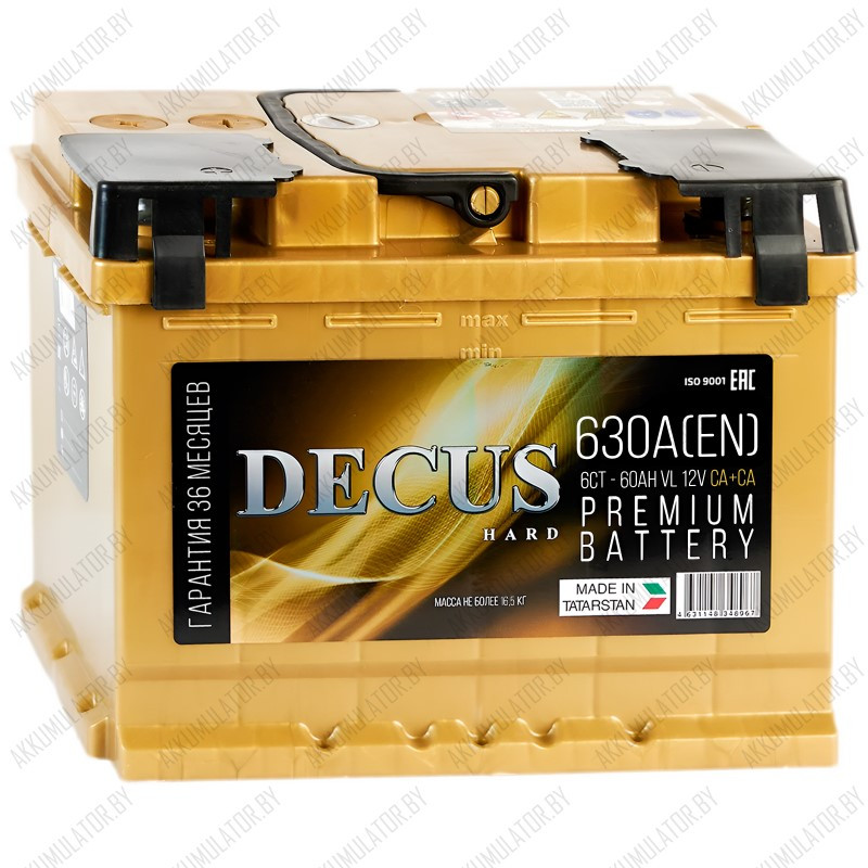 Аккумулятор Decus Gold / 60Ah / 630А / Прямая полярность
