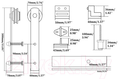 Комплект фурнитуры для раздвижных дверей PSG Loft 76.006 - фото 7 - id-p223713127