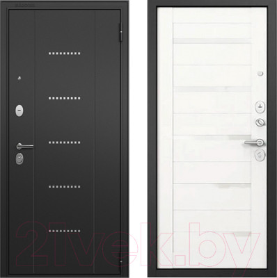 Входная дверь Mastino T3 Trust Eco MP черный муар металлик/черный муар/белый ларче - фото 1 - id-p223723550